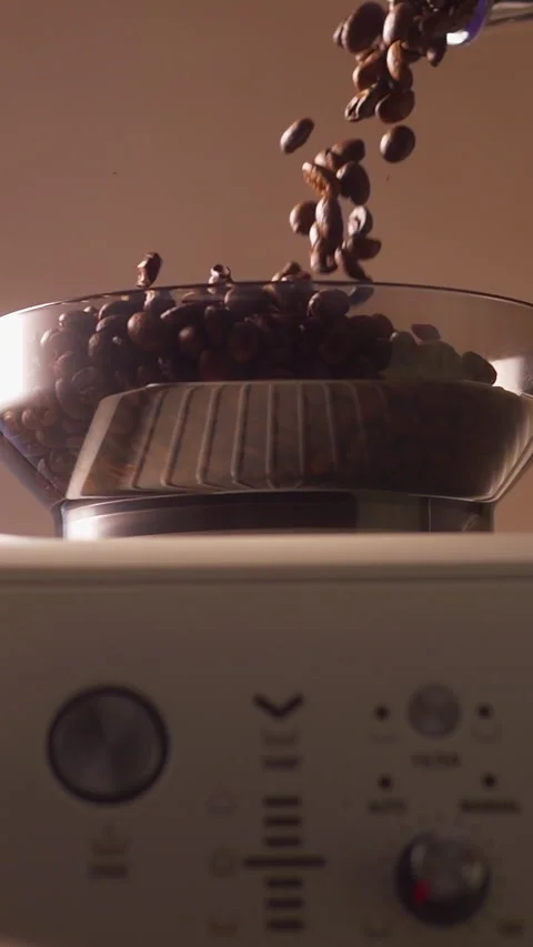 Slow Motion Coffee Beans Pouring with Zoom Out Effect Stock Footage 329001869