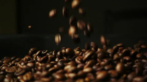 Slow motion coffee beans pours Stock Footage 68633388