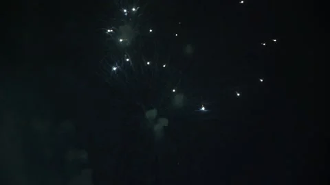 Slow Motion Colorful fireworks that explode and fill the darkness of the nig Stock Footage 204708765