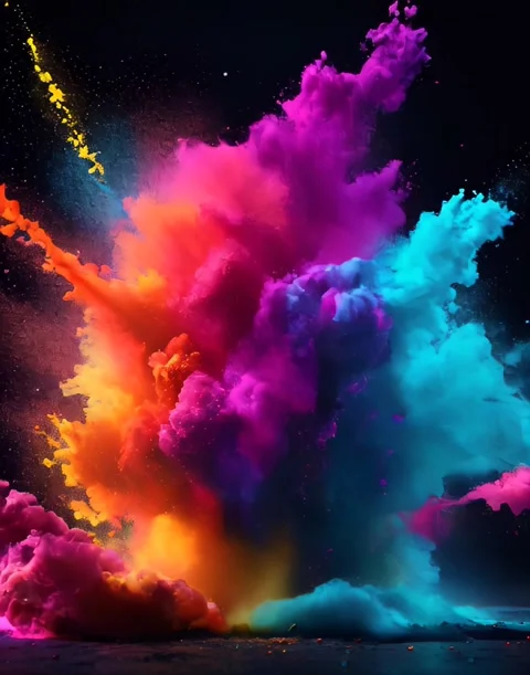 Slow motion of coloured powder explosion isolated on black background Stock Footage 260395470