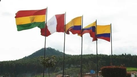 Slow Motion Columbia Flags  Stock Footage 120581226