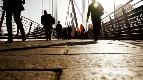 Slow motion commuter silhouettes Stock Footage 40263475