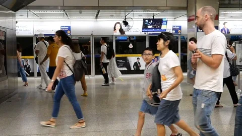 Slow Motion / Commuters inside Bangkok subway Stock-Footage 118608662