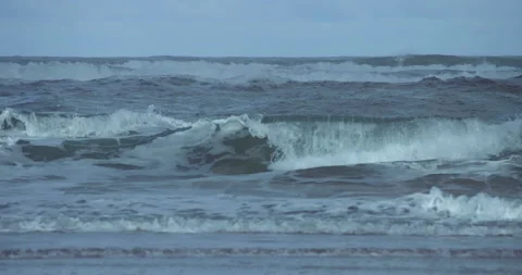 Slow Motion Compressed Waves Breaking Stock Footage 201361402