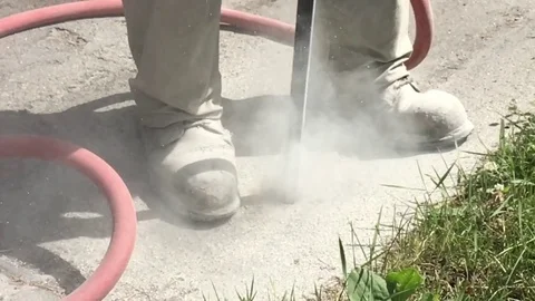 Slow Motion Construction - Hole Drilled into Concrete 스톡 동영상 77143479