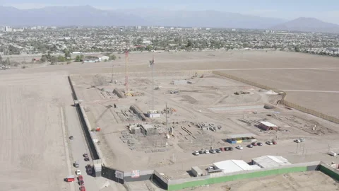 Slow motion of construction in a large and earthy space Stock Footage 153925674
