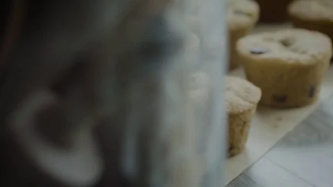 Slow Motion Cookie Bites Chocolate Drizzle 스톡 동영상 70951478