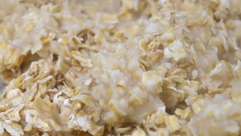 Slow Motion of Cooking Oatmeal Video stock 170016776