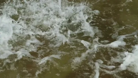Slow motion of cool boiling water in fountain. Stock Footage 82262759