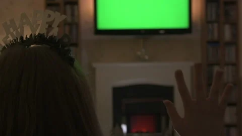 Slow Motion: Counting Down to Midnight With Excited Dog 2 Stock Footage 144753441