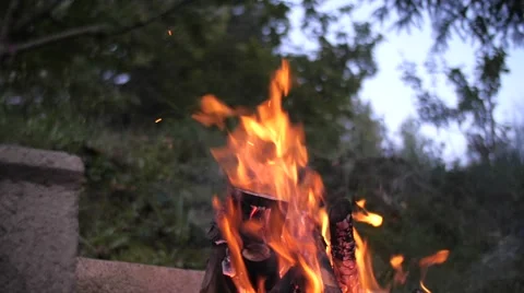 Slow motion of countryside fire Stock Footage 58613742
