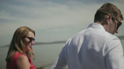 Slow motion of couple on beach Stock Footage 40273509