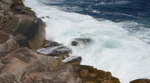 Slow motion of crazy strong waves on a coastline Stock Footage 52845827