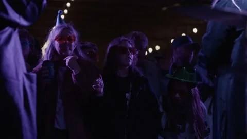 Slow motion crowd dancing at live concert / music festival Stock Footage 210249266