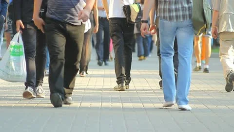 The slow motion crowd (legs only) Stock Footage 10925513