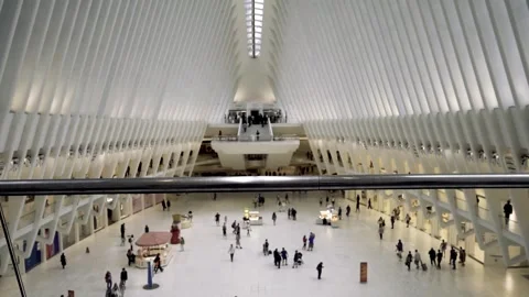 Slow Motion crowd Oculus Building Manhattan New York City 4k Stock Footage 255405463