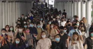 Slow Motion Of Crowded Asian People Wearing Protective Mask For Protect Covid 19 Stock Footage