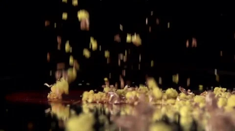 Slow motion crumb dropping Stock Footage 68962587