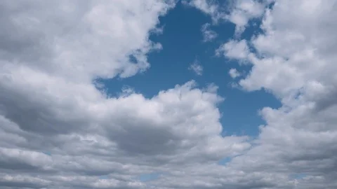 Slow motion of cumulus white clouds with blue sky on a sunny summer day Stock Footage