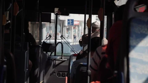Slow motion - curve - inside the bus 스톡 동영상 128092512