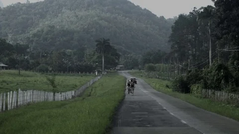 Slow motion. Cyclists on straight road 動画素材 71847300