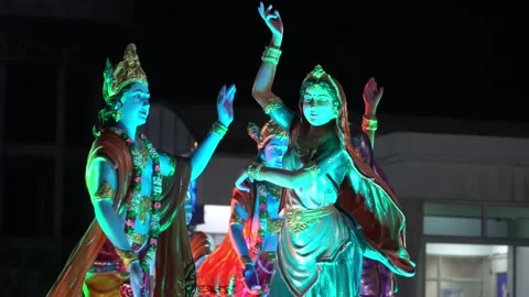 Slow Motion Dance of Krishna and Gopis  Divine Rasleela in Vrindavan Stock Footage 316294265