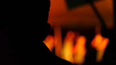 Slow motion of dancers on a stage with lights at night during a festival Stock Footage 148200102