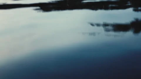 Slow Motion of Dark Blue Water Surface With Slight Oscillation and Reflection Stock Footage 247912261