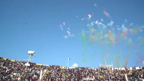 Slow Motion day time firework festival in Pakistan (2) Stock Footage 204708885