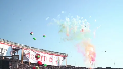 Slow Motion day time firework festival in Pakistan Stock Footage 204708924