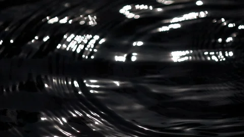 Slow motion of defocused waving black water surface in sun shine reflection. Stock-Footage 99144651