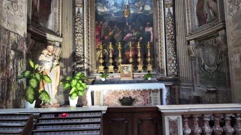 Slow Motion Detail Of A Side Altar In The Chiesa Di Santo Spirito In Sassia Rome Stock Footage 337412808