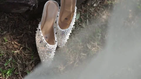 Slow Motion Detailed Shot of Pair of Wedding Rings with Bridal Essentials Stock Footage 342065077