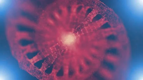 Slow motion dna molecule rotation with flashing lights Stock Footage 228090312