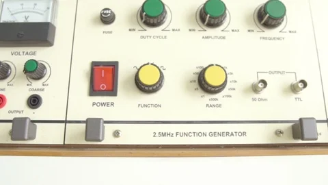 Slow motion dolly shot of function generator in electric lab Stock Footage 121048773