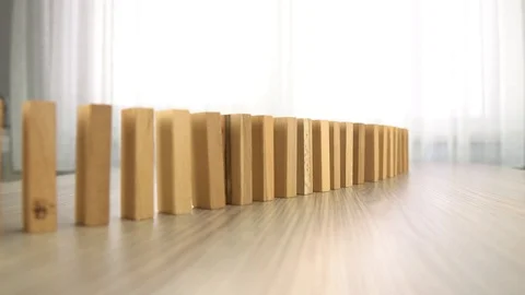 Slow motion domino effect strategy and planning Video stock 103991841