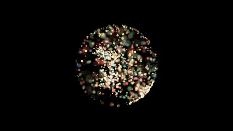 Slow motion of dots in 3D spherical container Stock Footage 95431606
