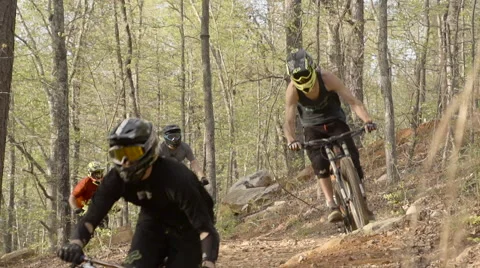Slow motion downhill mountain biking 1 Stock Footage 52064043