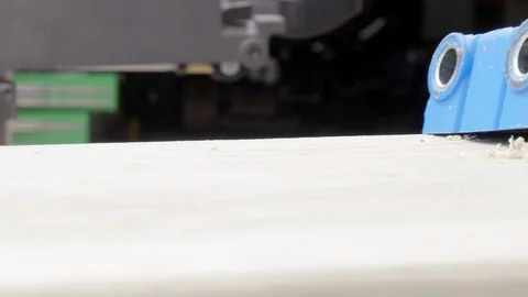 Slow Motion Drilling Pocket Hole in Wood Stock Footage 128945802
