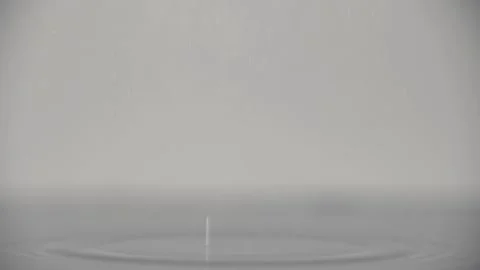 Slow motion of dripping water drop on gray background of rain. Stock Footage 154355998