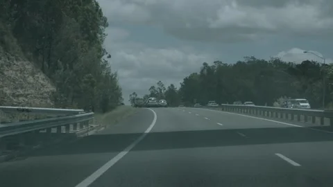Slow Motion Drive on Highway Through Sunshine Coast Queensland Australia Stock Footage 341313480