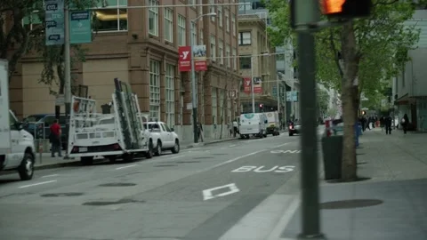 Slow Motion Drive By Shot Looking Down San Francisco Street 05 Stock Footage 145886689