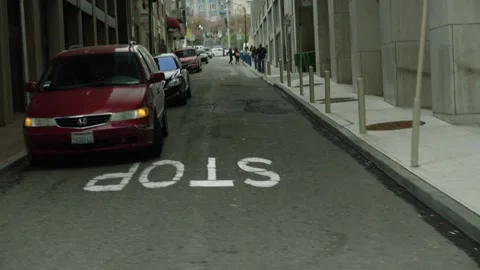 Slow Motion Drive By Shot Looking Down San Francisco Street Stock Footage 145886864