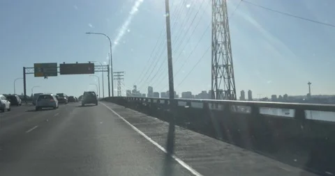 Slow motion driving into Seattle Stock Footage 217786369