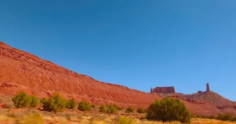Slow Motion - Driving Through Red Rock Canyons Stock Footage 91184610