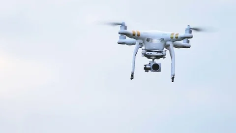 Slow motion. Drone fly away in  front of sky. Modern technologies Stock Footage 76219043