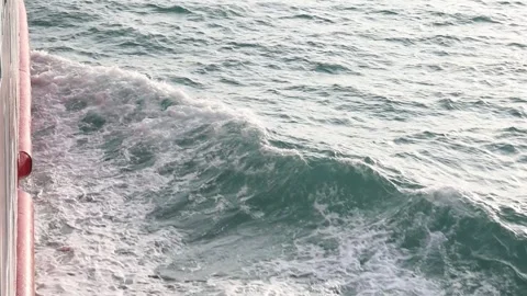Slow motion drone video of aerial view of and ocean with waves Stock Footage 343820266