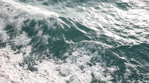 Slow motion drone video of aerial view of the ocean waves splashing Stock Footage 343832763