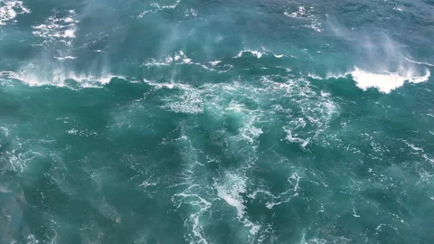 Slow motion drone video of ocean waves crashing the shore. Atlantic ocean Stock Footage 170436670