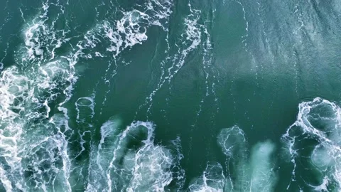 Slow motion drone view of huge ocean wave crashing. Aerial shot of breaking surf Stock Footage 251634668